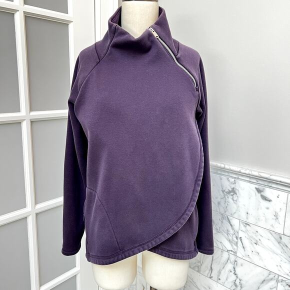Athleta Cozy Karma Asym Pullover Sweatshirt Purple small - Picture 2 of 8